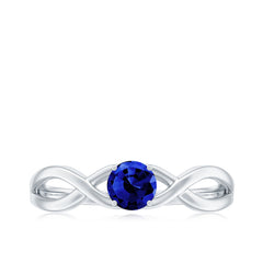 Certified 0.6 Carat Lab Grown Blue Sapphire Infinity Promise Ring