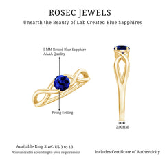 Certified 0.6 Carat Lab Grown Blue Sapphire Infinity Promise Ring