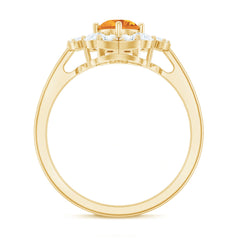 Vintage Looking Citrine Flower Engagement Ring with Certificate