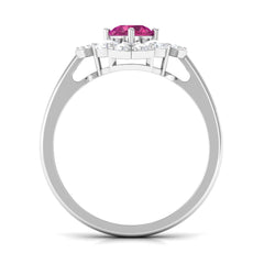 Pink Tourmaline Flower Inspired Engagement Ring with Moissanite