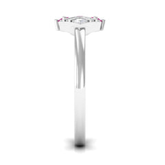 Pink Tourmaline Art Deco Engagement Ring with Diamond