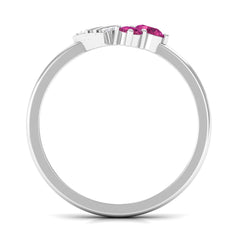 Pink Tourmaline Art Deco Engagement Ring with Diamond