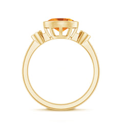 Natural 6X8mm Citrine Diamond Oval Engagement Ring in Bezel Set