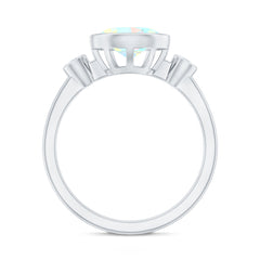 Oval Cut Ethiopian Opal East West Engagement Ring with Diamond