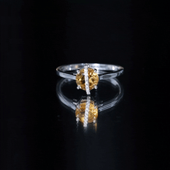 0.75 CT Designer Round Shape Citrine Ring with Diamond Stones