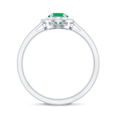 Natural Emerald Oval Engagement Ring with Diamond Halo