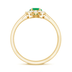 Natural Emerald Oval Engagement Ring with Diamond Halo