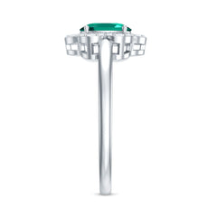 Certified Lab Grown Emerald Diamond Flower Engagement Ring With Diamonds