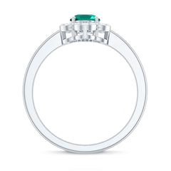 Certified Lab Grown Emerald Diamond Flower Engagement Ring With Diamonds