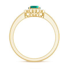 Certified Lab Grown Emerald Diamond Flower Engagement Ring With Diamonds