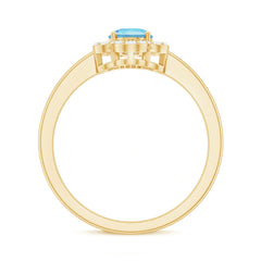 1.25 CT Oval Aquamarine Cocktail Engagement Ring with Diamond Floral Halo