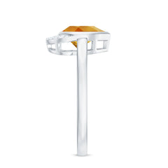 Real 6X8mm Citrine Teardrop Engagement Ring with Diamond