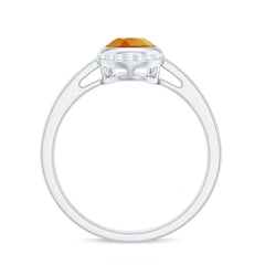 Real 6X8mm Citrine Teardrop Engagement Ring with Diamond