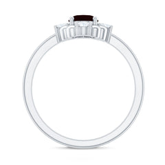 Vintage Inspired 6X8mm Garnet Oval Engagement Ring with Diamond