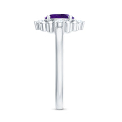Oval Amethyst and Diamond Cocktail Ring with Beads
