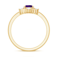 Oval Amethyst and Diamond Cocktail Ring with Beads