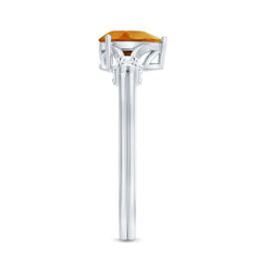 Certified Real Citrine Pear Shaped Engagement Ring with Diamond
