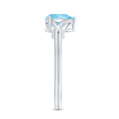 Pear Shape Aquamarine and Diamond Solitaire Ring in Split Shank