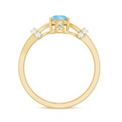 Pear Shape Aquamarine and Diamond Solitaire Ring in Split Shank