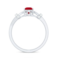 Real 0.8 Carat Ruby Pear Shaped Engagement Ring with Diamond