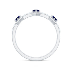 Blue Sapphire and Diamond Minimal Half Eternity Ring