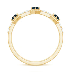 Certified London Blue Topaz Eternity Wedding Band with Diamond