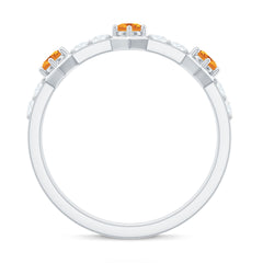 Genuine Citrine Diamond Half Eternity Ring for Anniversary