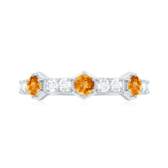 Genuine Citrine Diamond Half Eternity Ring for Anniversary