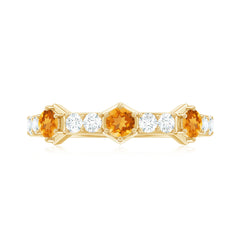 Genuine Citrine Diamond Half Eternity Ring for Anniversary