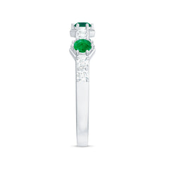 Natural Emerald and Diamond Half Eternity Ring