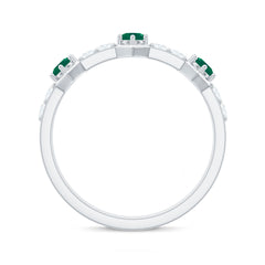 Natural Emerald and Diamond Half Eternity Ring