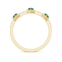 Natural Emerald and Diamond Half Eternity Ring
