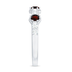 Real Red Garnet Diamond Half Eternity Ring for Anniversary
