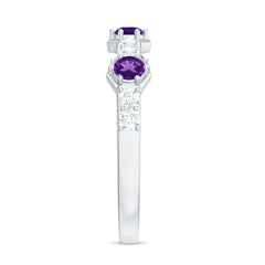 Genuine Amethyst and Diamond Eternity Anniversary Ring