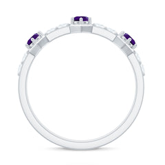 Genuine Amethyst and Diamond Eternity Anniversary Ring