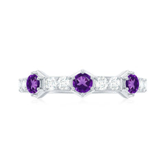 Genuine Amethyst and Diamond Eternity Anniversary Ring