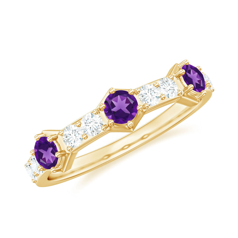 Genuine Amethyst and Diamond Eternity Anniversary Ring