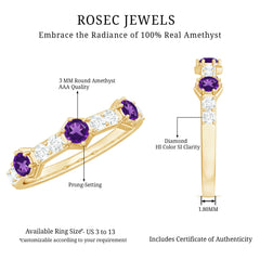 Genuine Amethyst and Diamond Eternity Anniversary Ring