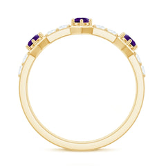 Genuine Amethyst and Diamond Eternity Anniversary Ring