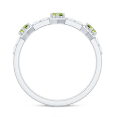 Natural Peridot Diamond Half Eternity Ring for Anniversary