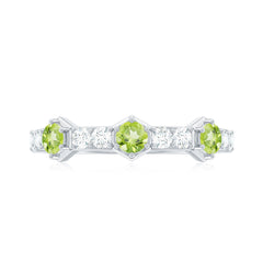 Natural Peridot Diamond Half Eternity Ring for Anniversary