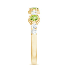Natural Peridot Diamond Half Eternity Ring for Anniversary