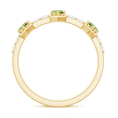 Natural Peridot Diamond Half Eternity Ring for Anniversary