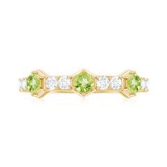 Natural Peridot Diamond Half Eternity Ring for Anniversary