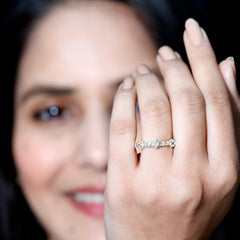 Real Aquamarine and Diamond Half Eternity Ring