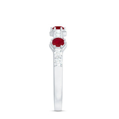 Natural Ruby Diamond Half Eternity Ring for Women