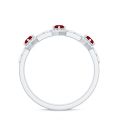 Natural Ruby Diamond Half Eternity Ring for Women