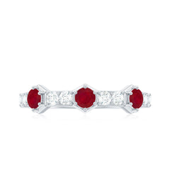 Natural Ruby Diamond Half Eternity Ring for Women