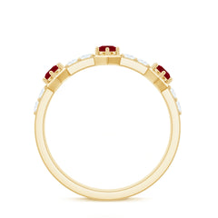 Natural Ruby Diamond Half Eternity Ring for Women