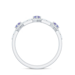 Natural Tanzanite and Diamond Half Eternity Ring for Women